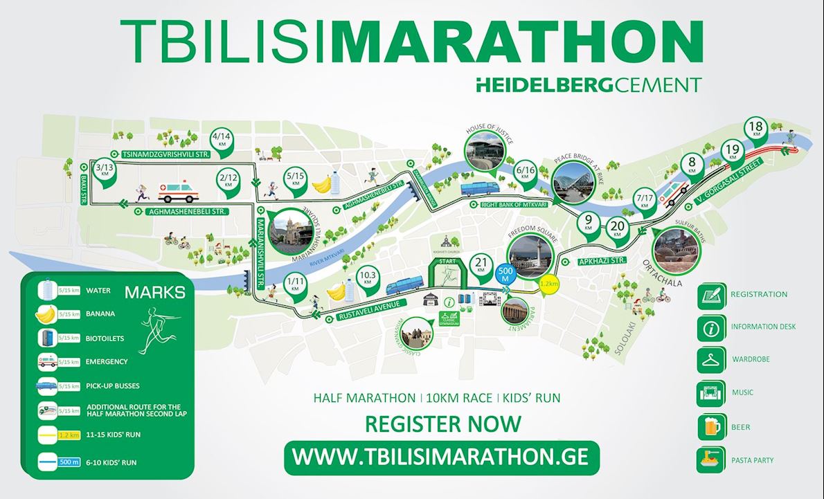 HeidelbergCement Tbilisi Marathon Route Map