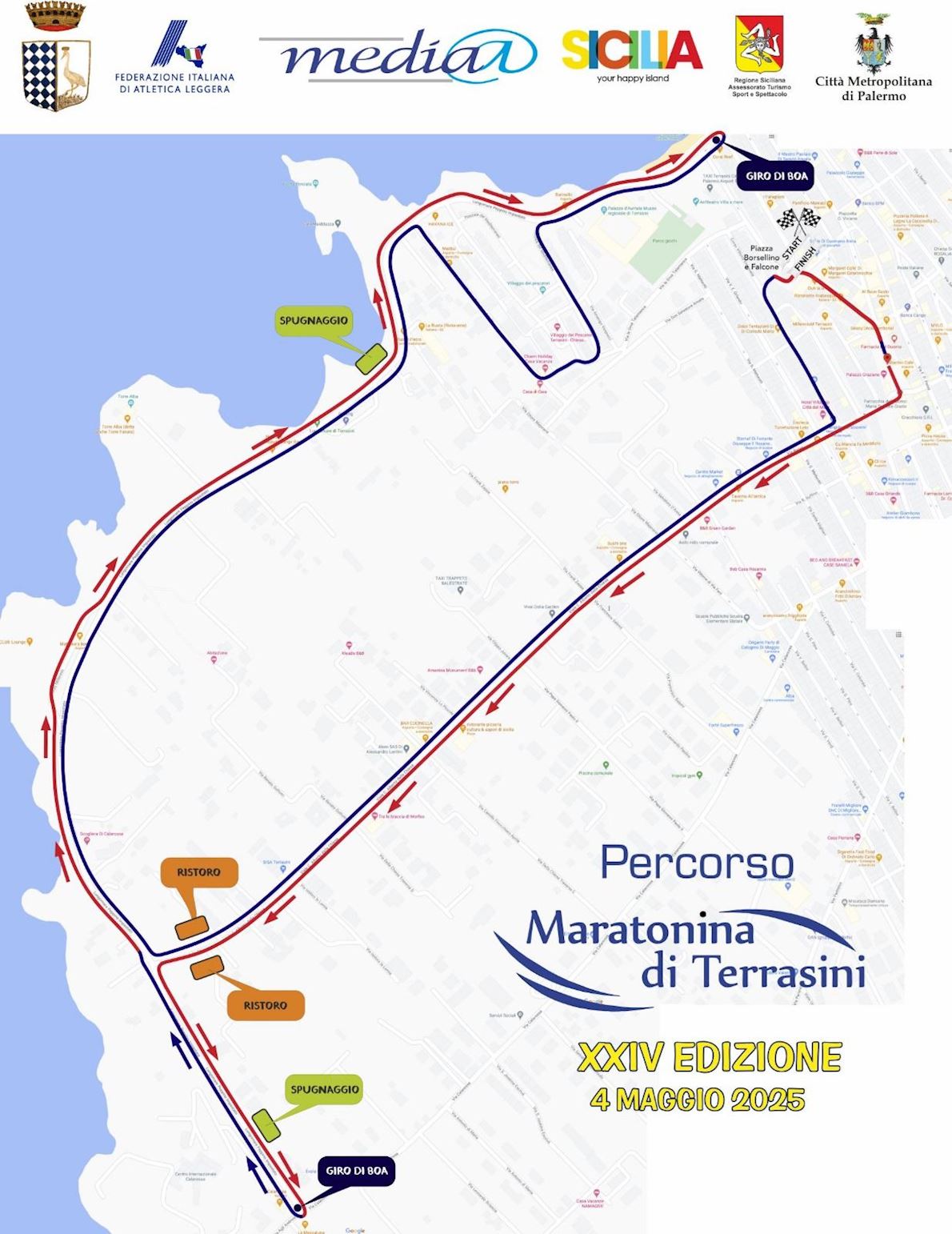 Terrasini Half Marathon MAPA DEL RECORRIDO DE
