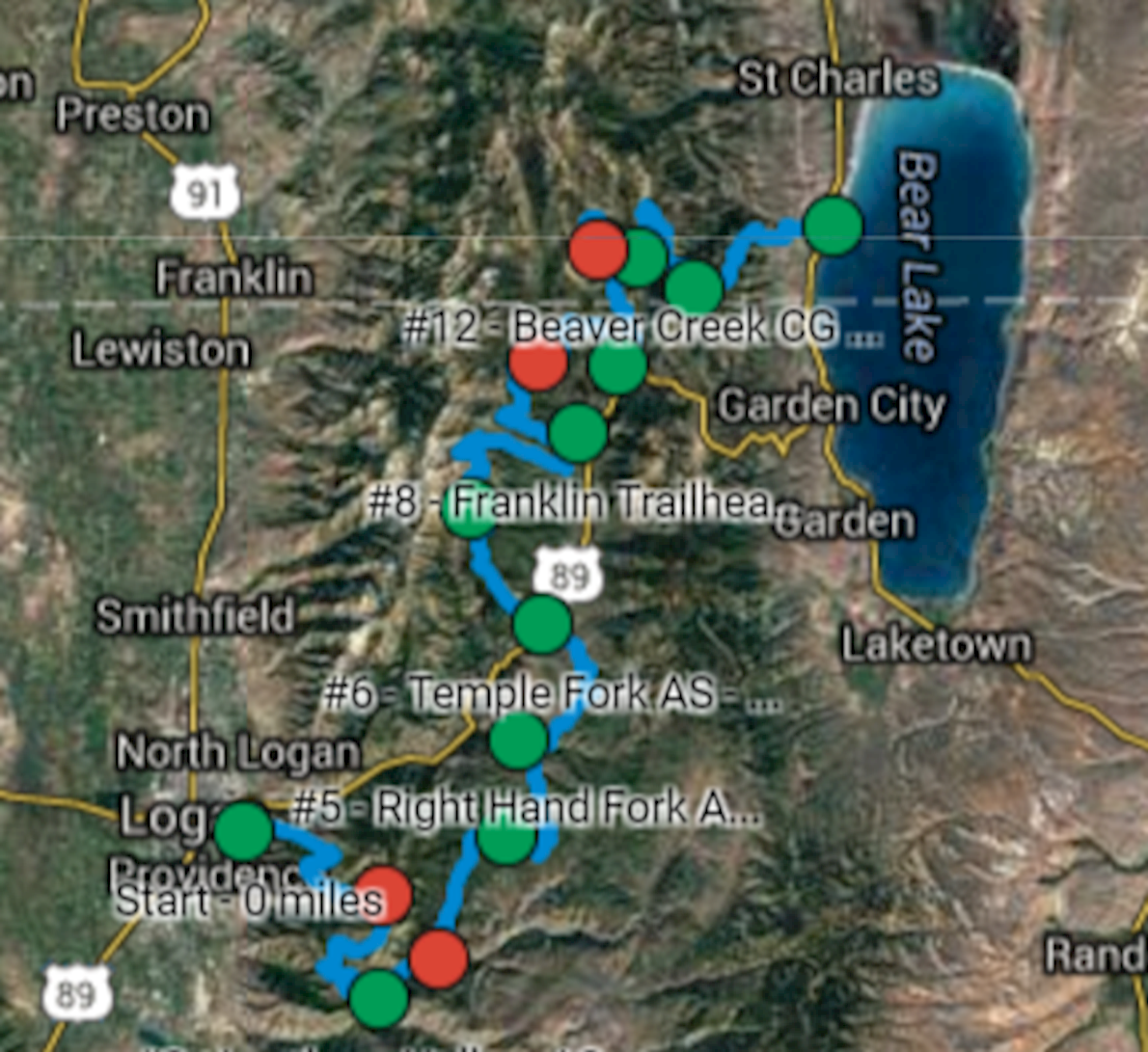 Bear 100 MAPA DEL RECORRIDO DE