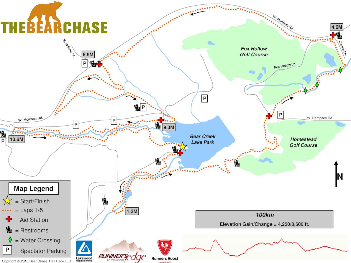 The Bear Chase Trail Race 100K 路线图