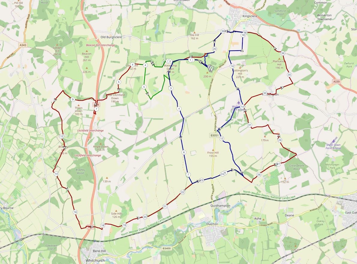 The Hampshire Hoppit MAPA DEL RECORRIDO DE