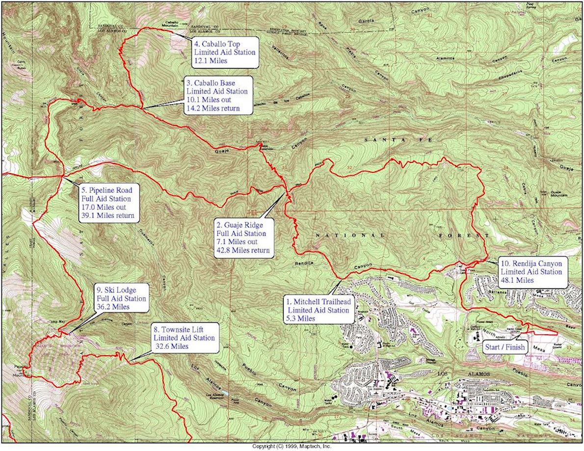 Jemez Mountain Trail Runs Routenkarte