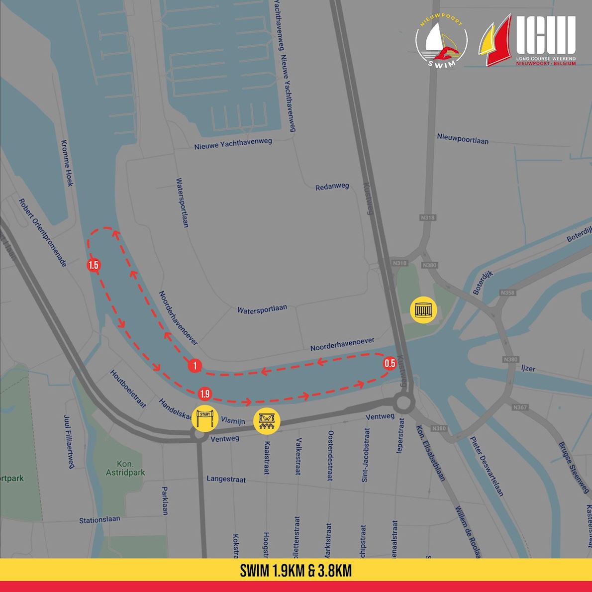 The Nieuwpoort Swim Mappa del percorso