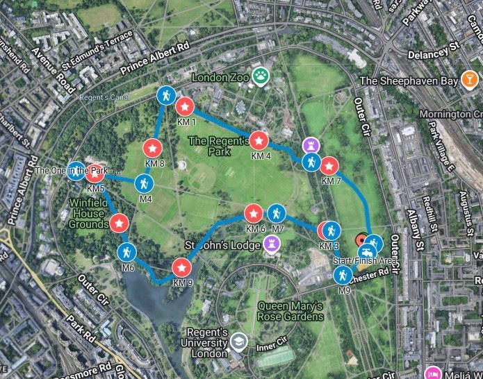 The One in the Park - Regent's - August ITINERAIRE