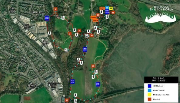 Poole 1.5k, 5k, 10k & Half Marathon MoRun Route Map