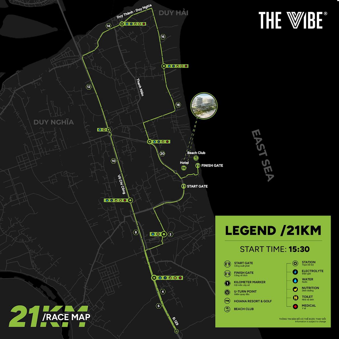 THE VIBE - Sunset Half Marathon MAPA DEL RECORRIDO DE