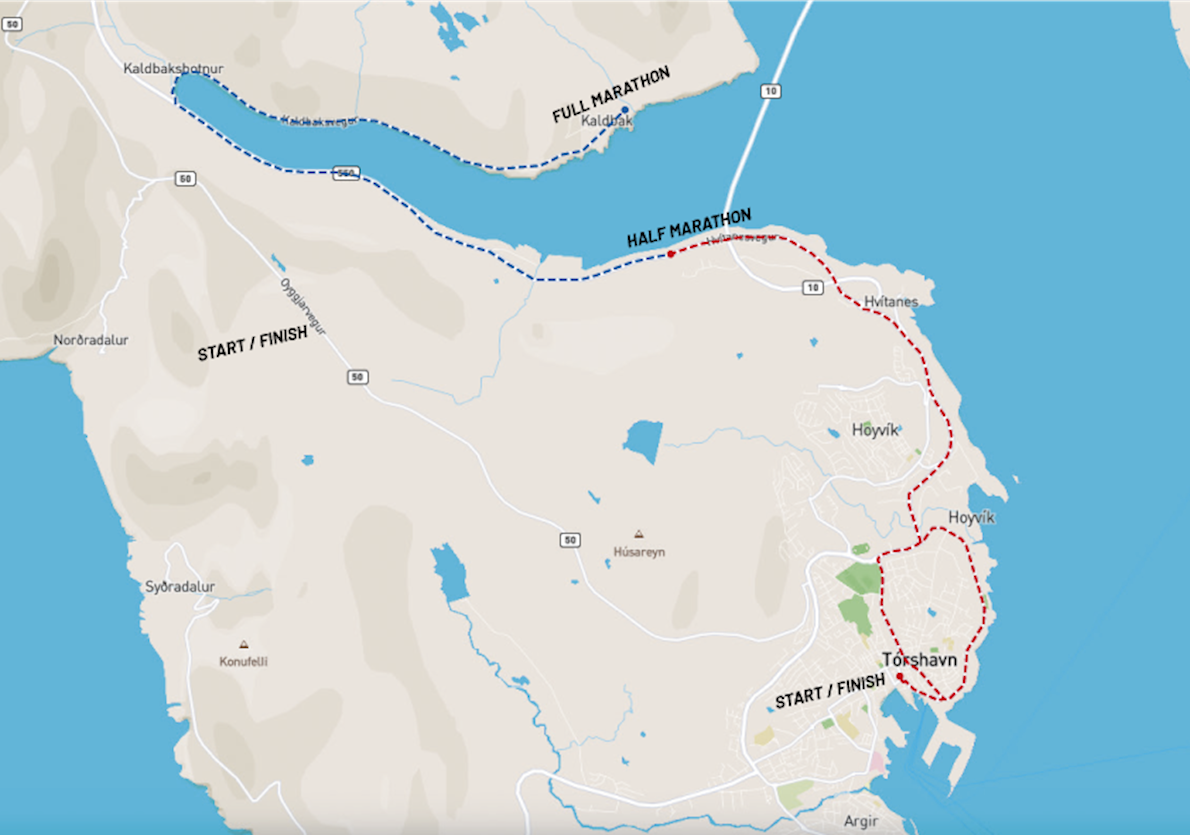 Tórshavn Marathon MAPA DEL RECORRIDO DE