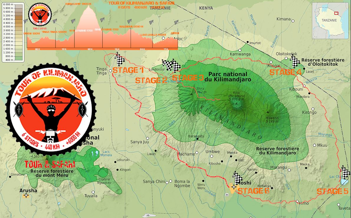 Tour of Kilimanjaro mtb Mappa del percorso