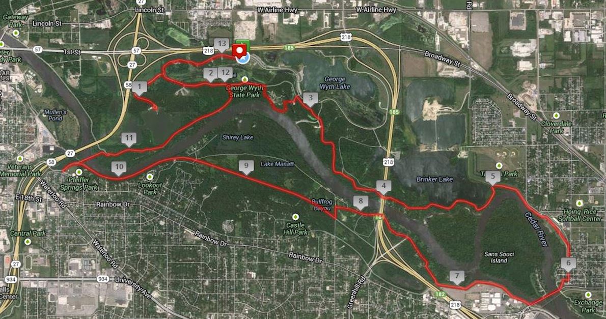 Park to Park,  Waterloo, IA Route Map