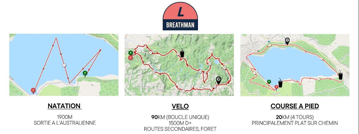 BREATHMAN Triathlon de Revel Saint Ferréol MAPA DEL RECORRIDO DE
