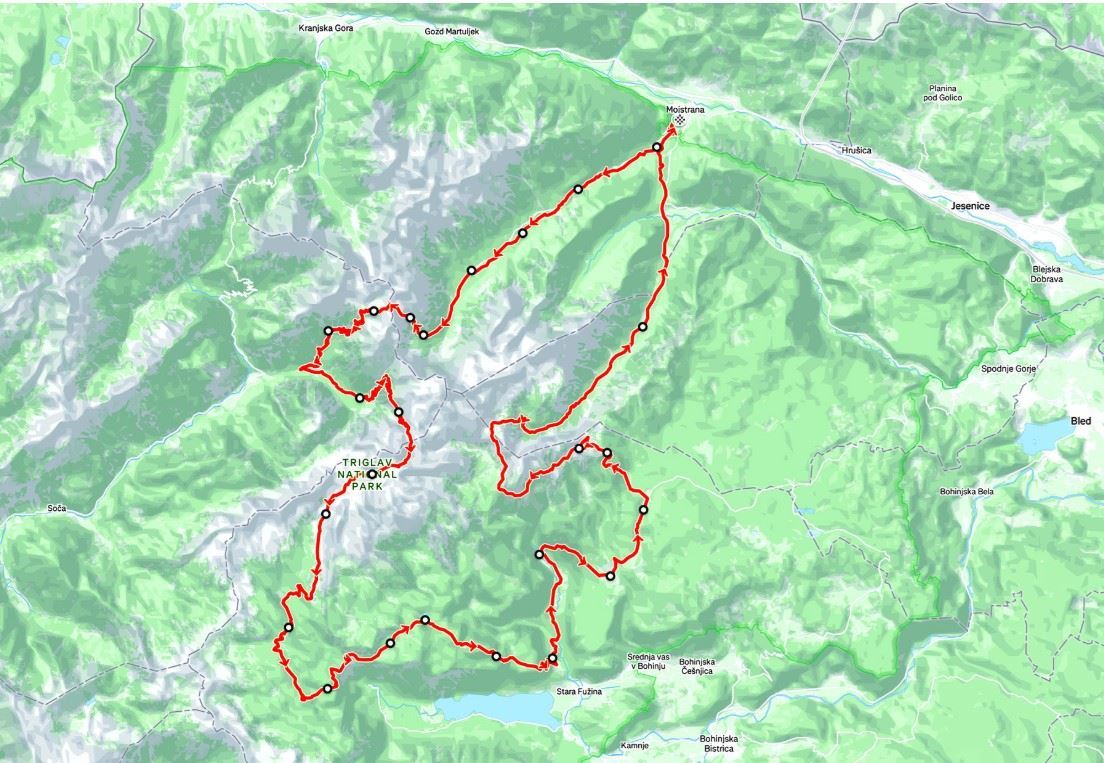 Triglav Trail Run MAPA DEL RECORRIDO DE