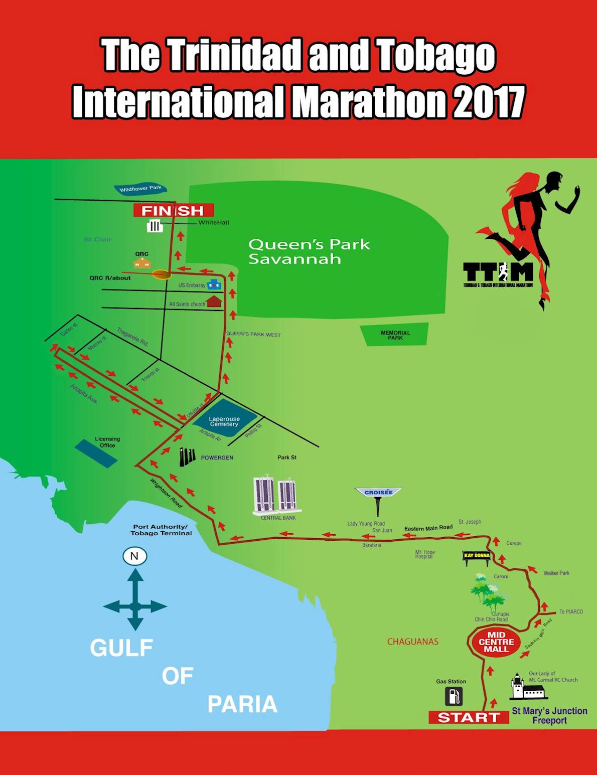 Trinidad and Tobago Marathon Routenkarte