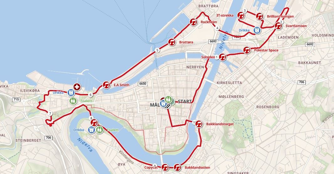 Trondheim Marathon MAPA DEL RECORRIDO DE