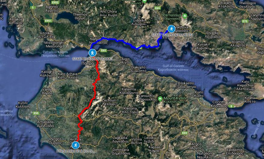 DOLIHO Ultra Race Delphi - Olympia 255km Mappa del percorso