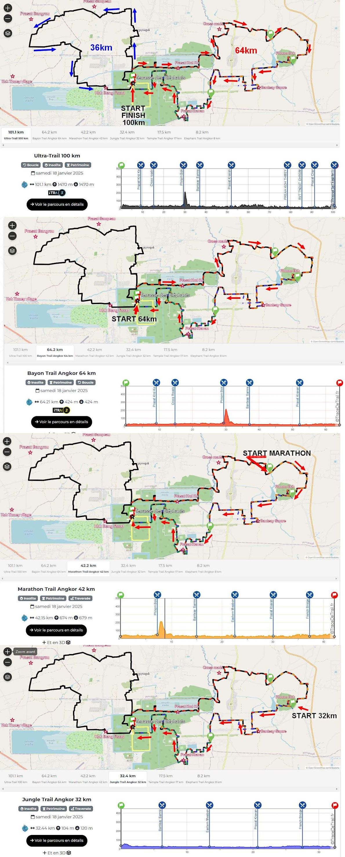 Ultra-Trail Angkor Routenkarte