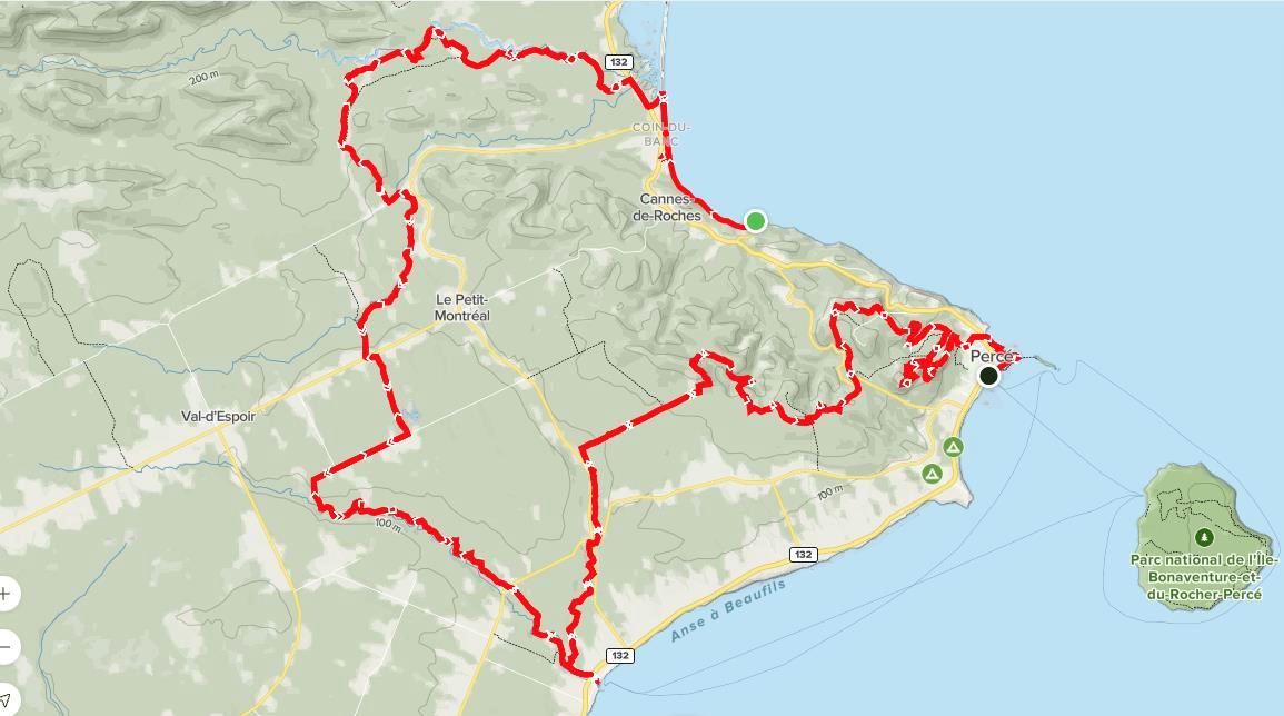 Ultra Trail Gaspesia 100 Route Map