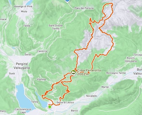 Ultra Trail Panarotta MAPA DEL RECORRIDO DE