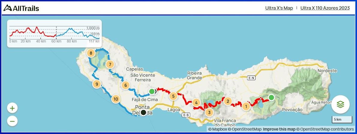 Ultra X 110 Azores 路线图