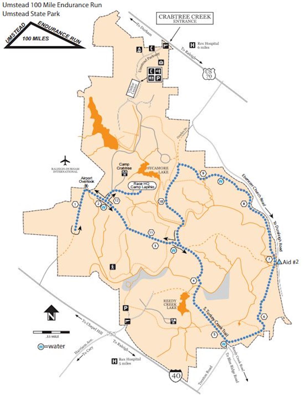 Umstead 100 Mile Endurance Run Routenkarte