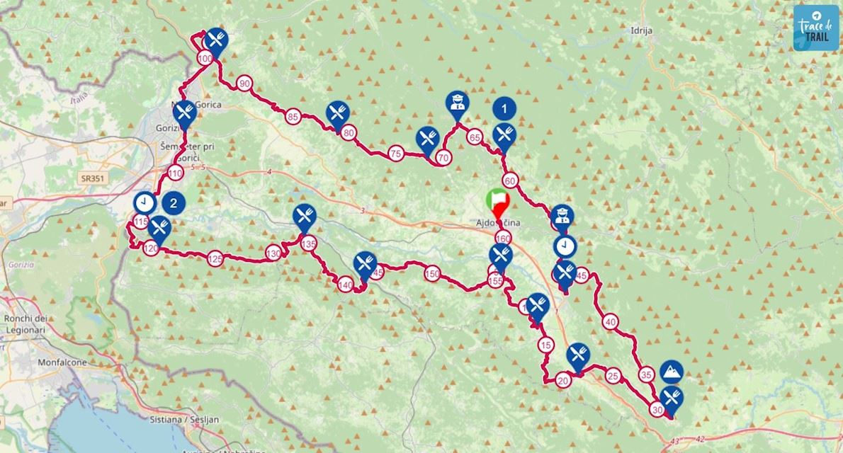 Ultra Trail Vipava Valley Slovenia MAPA DEL RECORRIDO DE