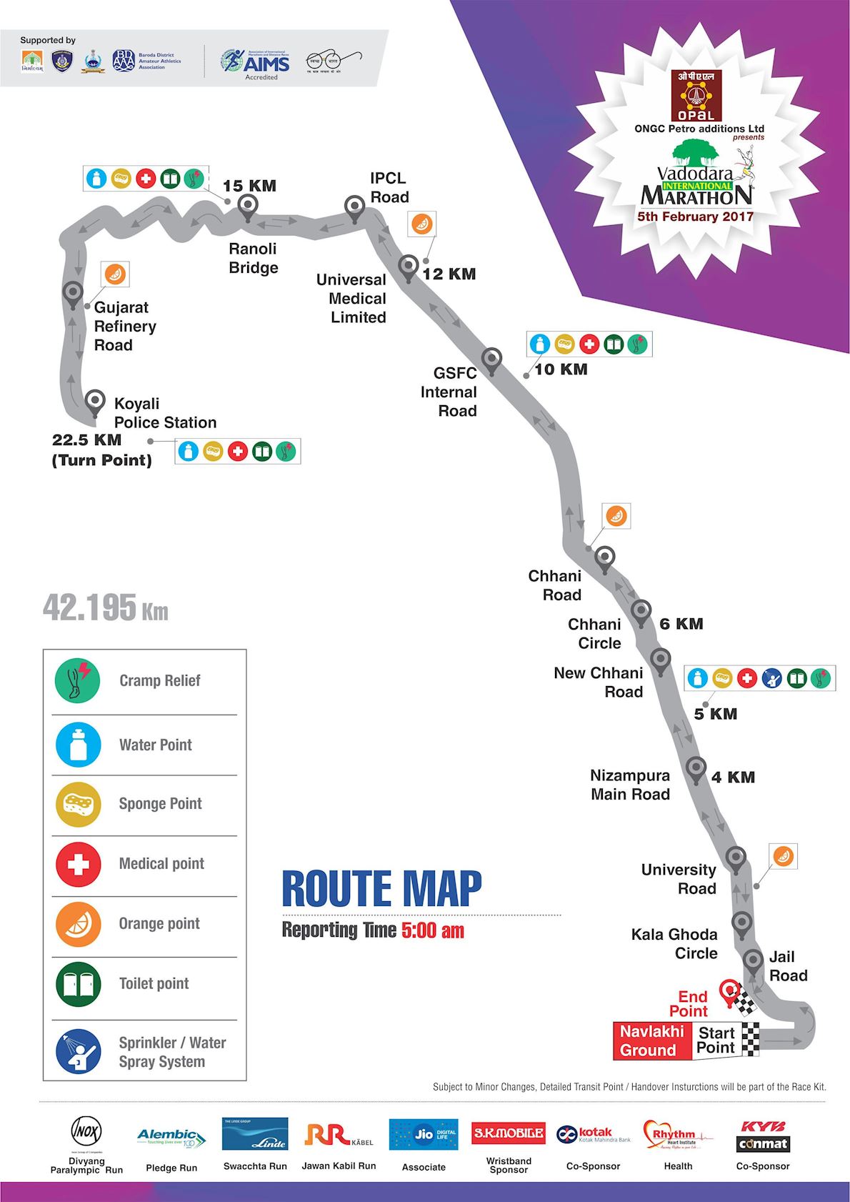 MG Vadodara International Marathon MAPA DEL RECORRIDO DE