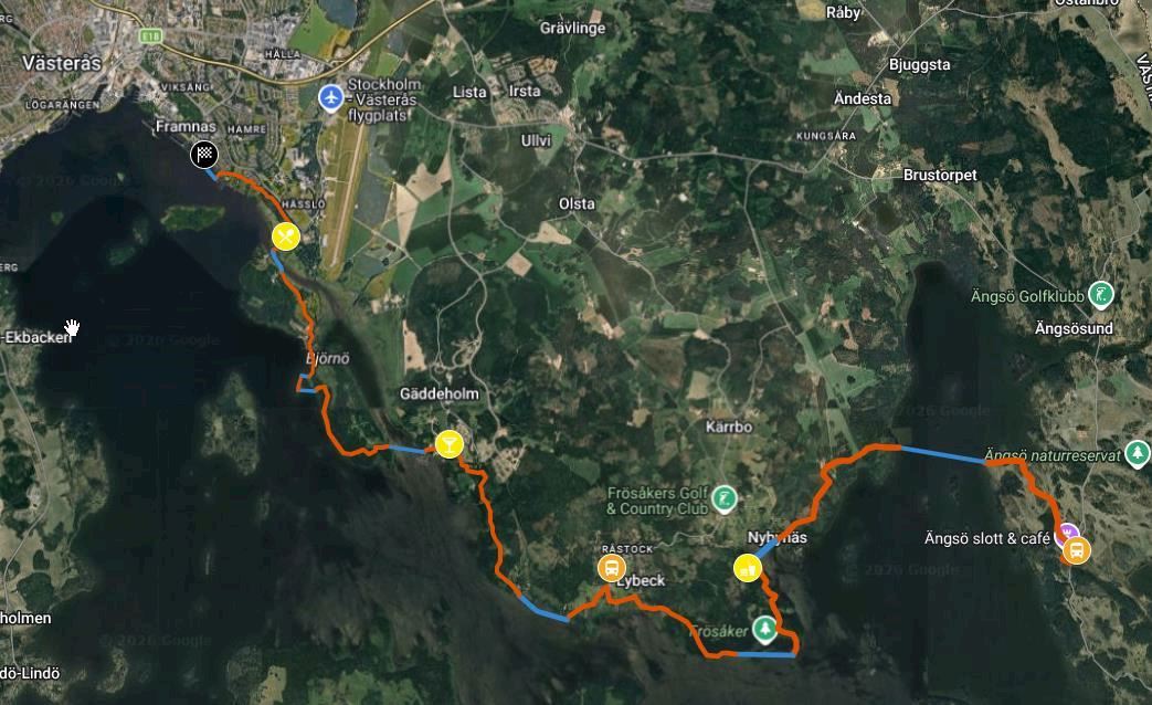 Västerås Swimrun Route Map