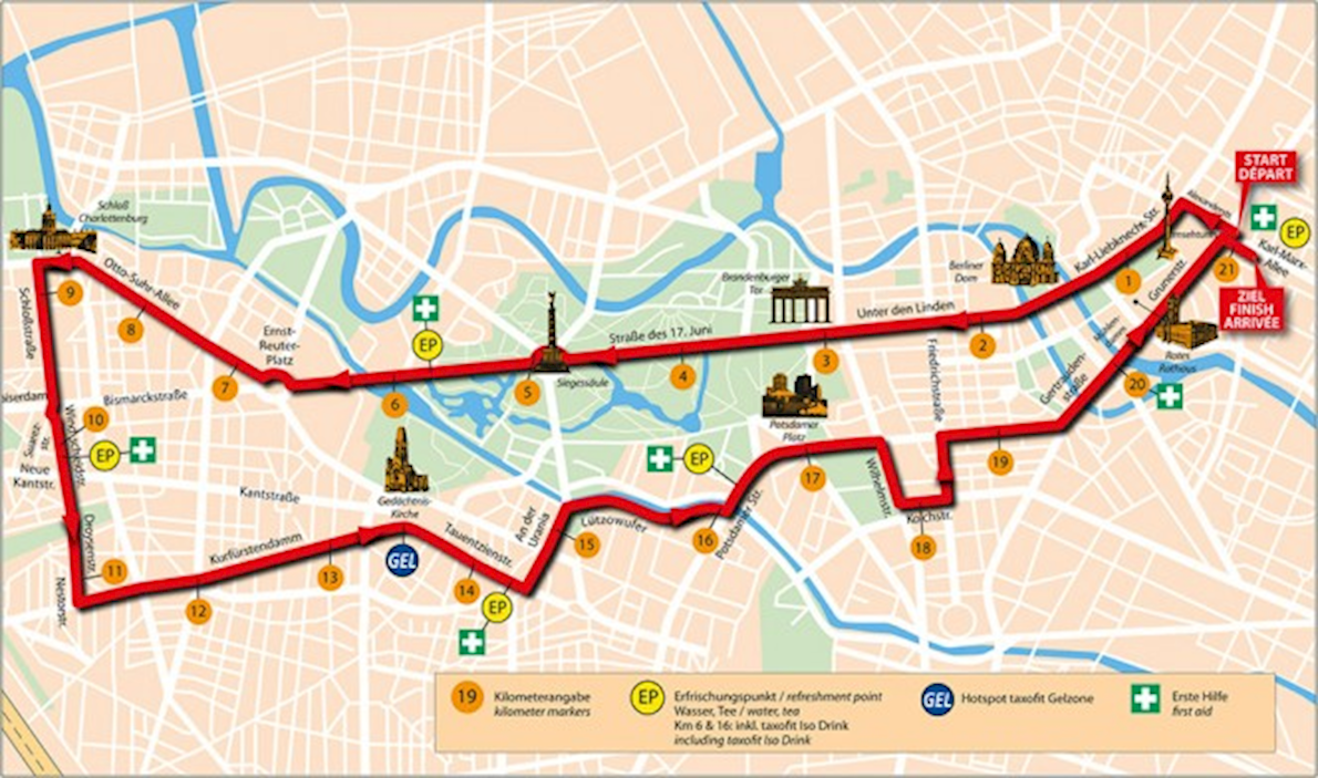 Berlin Half Marathon MAPA DEL RECORRIDO DE