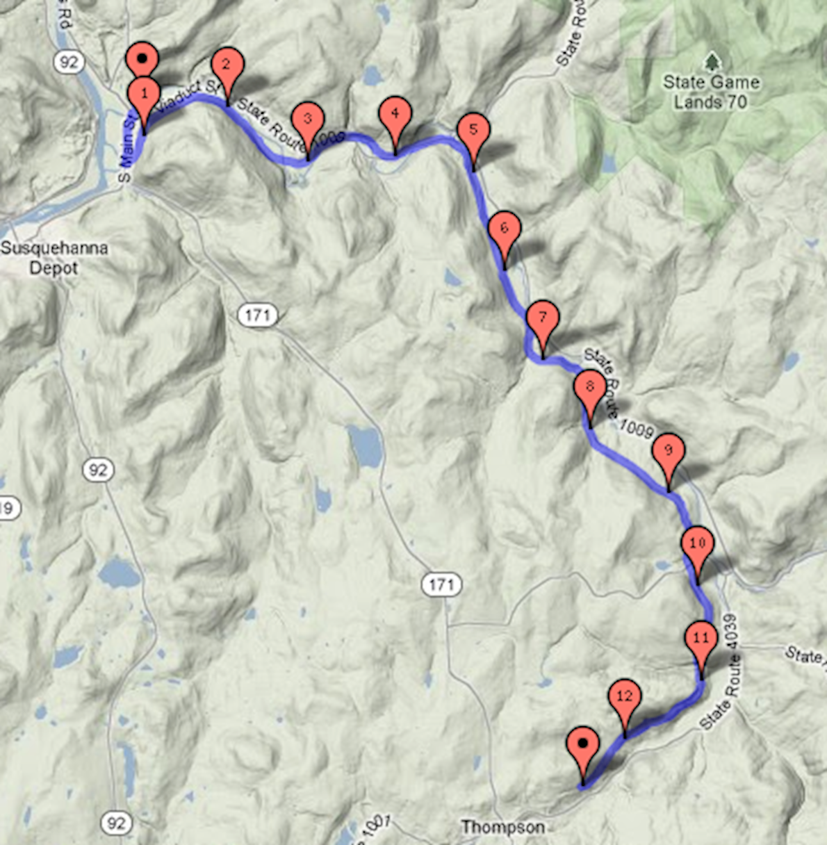 Viaduct Trail Ultramarathon Route Map