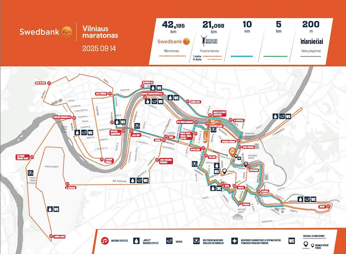 Swedbank Vilnius Marathon Route Map