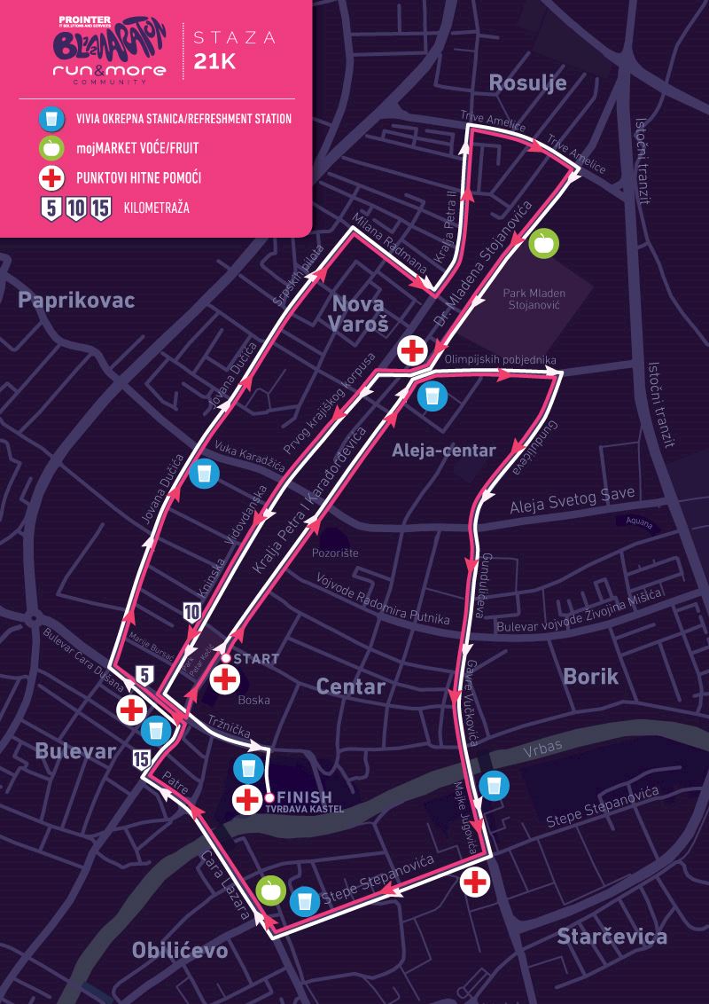 RMC Banja Luka Halfmarathon 2020 Mappa del percorso