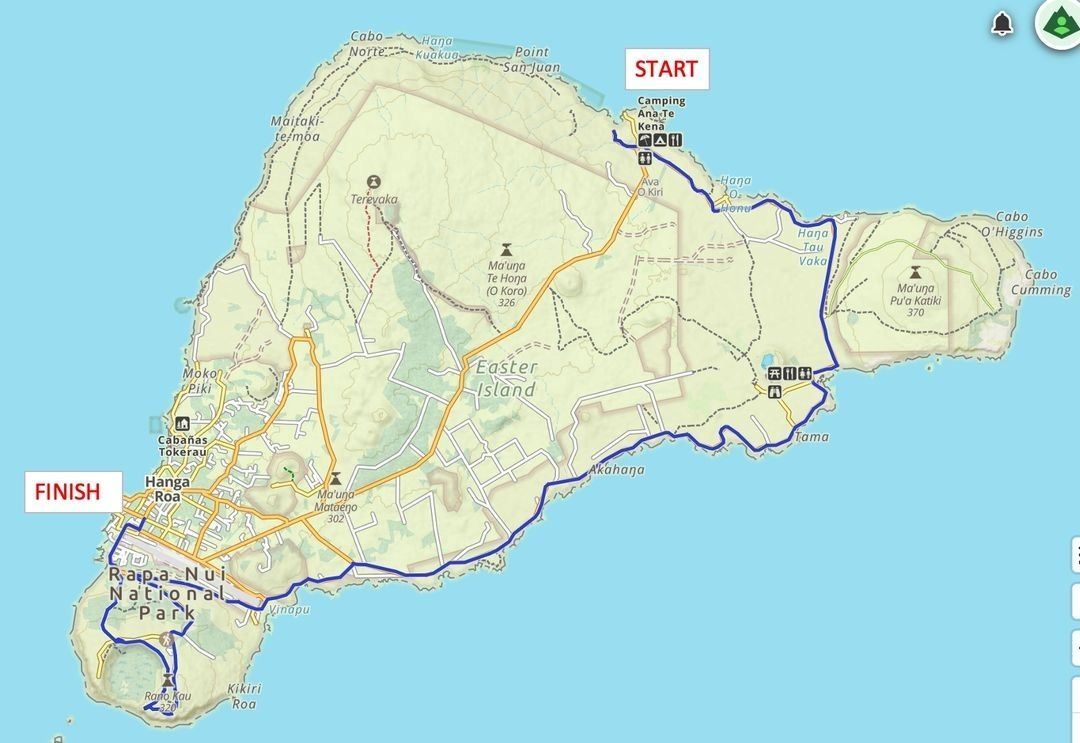 Volcano Marathon: Easter Island Edition - Chile Route Map