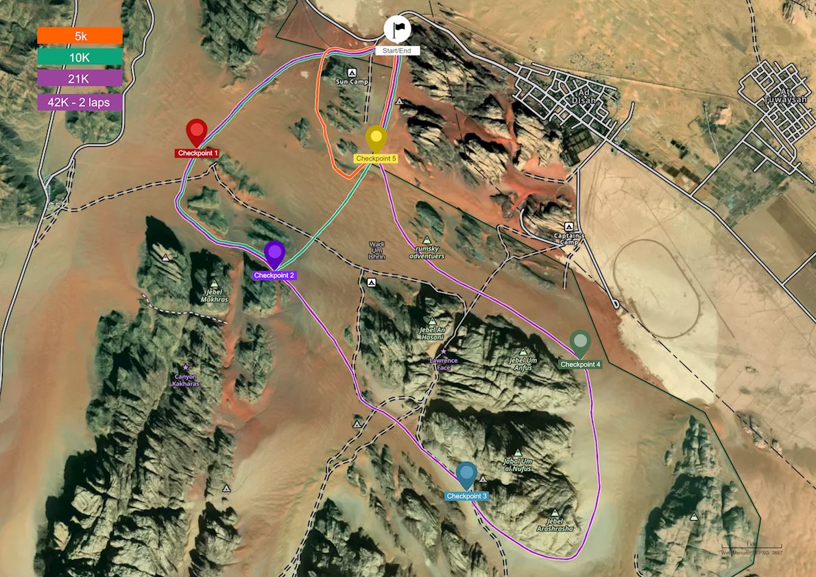 Wadi Rum Full Moon Desert Marathon Mappa del percorso