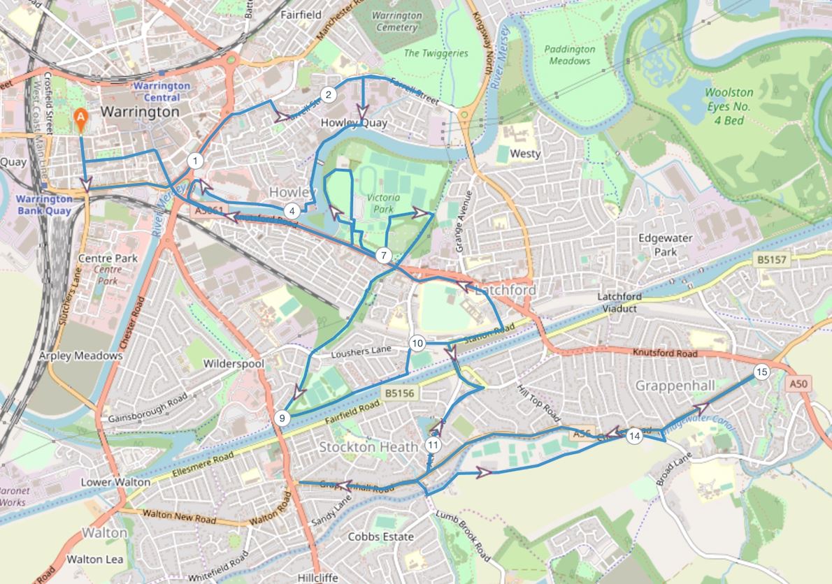Warrington Running Festival Mappa del percorso