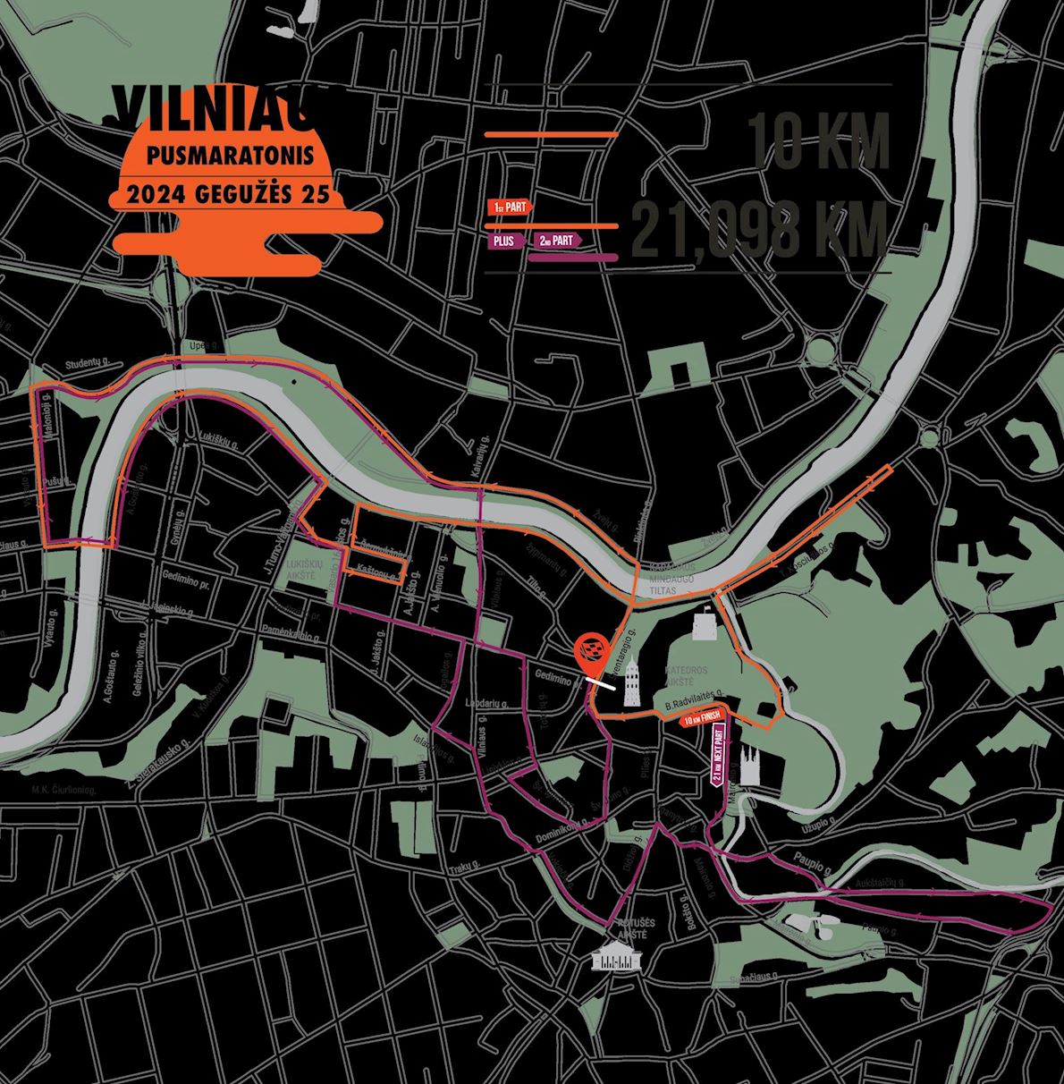 Vilnius Half Marathon Route Map
