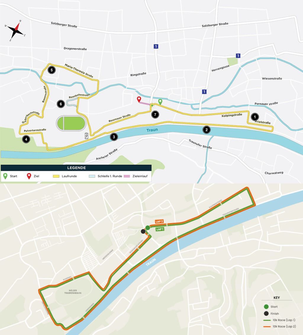 Welser Halbmarathon 路线图