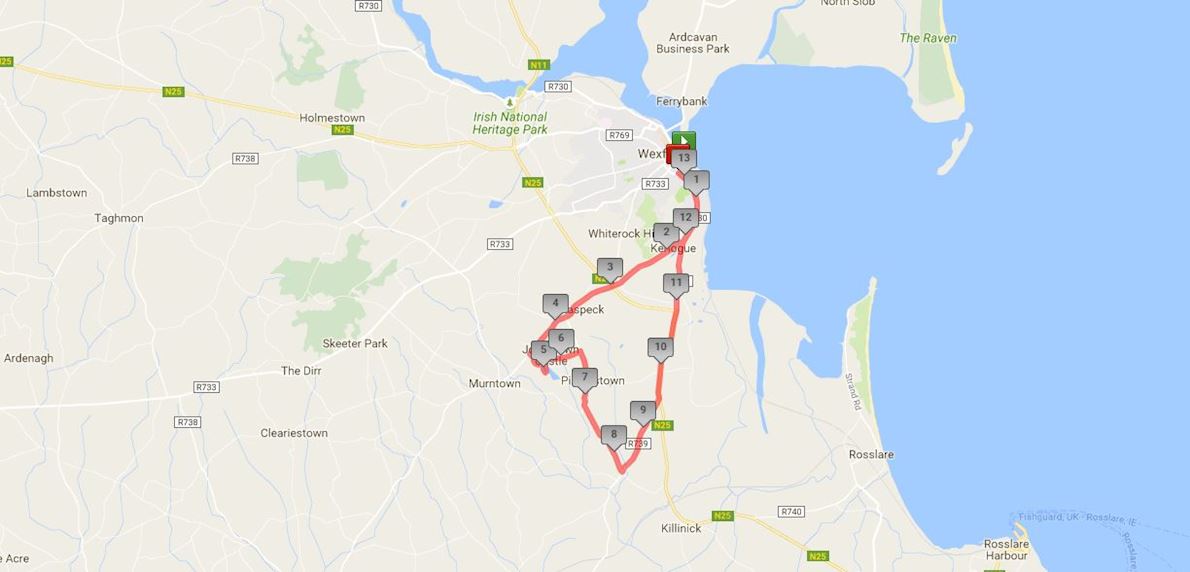 Wexford Half Marathon & 10K Route Map