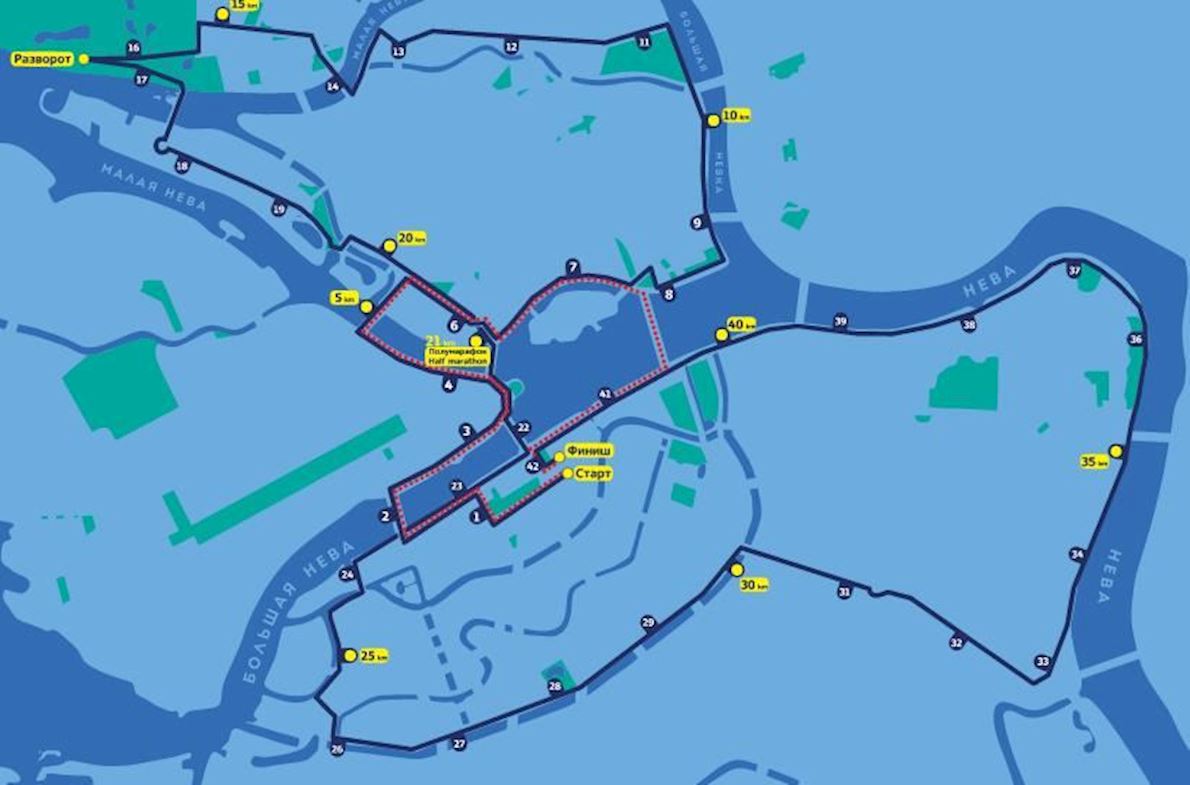 White Nights Marathon Route Map