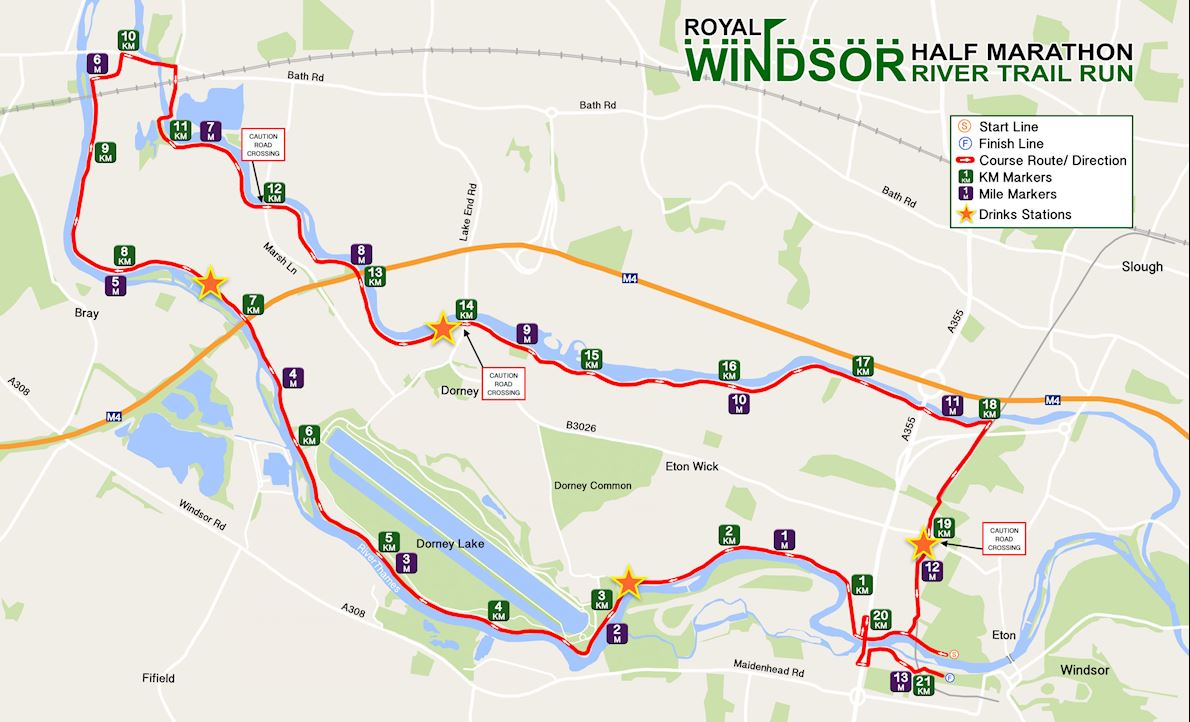 Windsor Half-Marathon Routenkarte