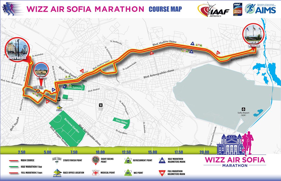 Wizz Air Sofia Marathon Mappa del percorso