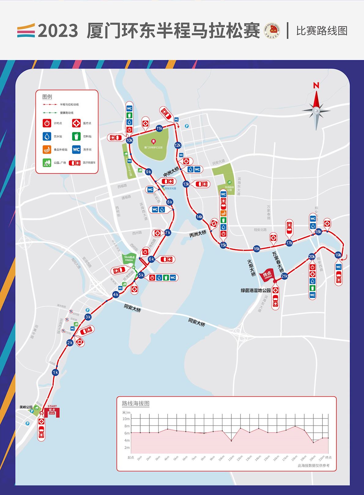 Xiamen Huandong Half Marathon Route Map