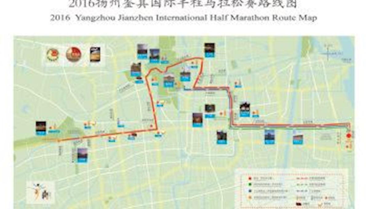 Yangzhou Jianzhen International Half Marathon Routenkarte