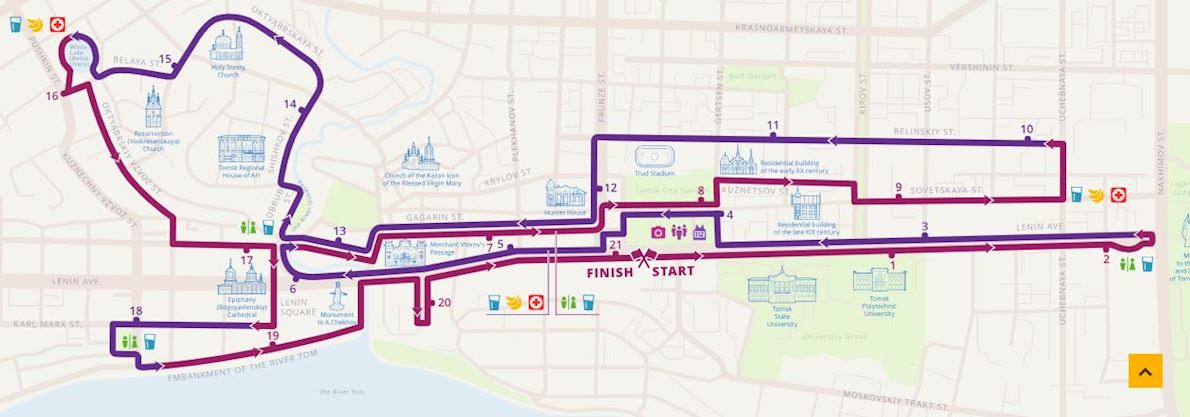 Yarche Tomsk International Marathon Route Map