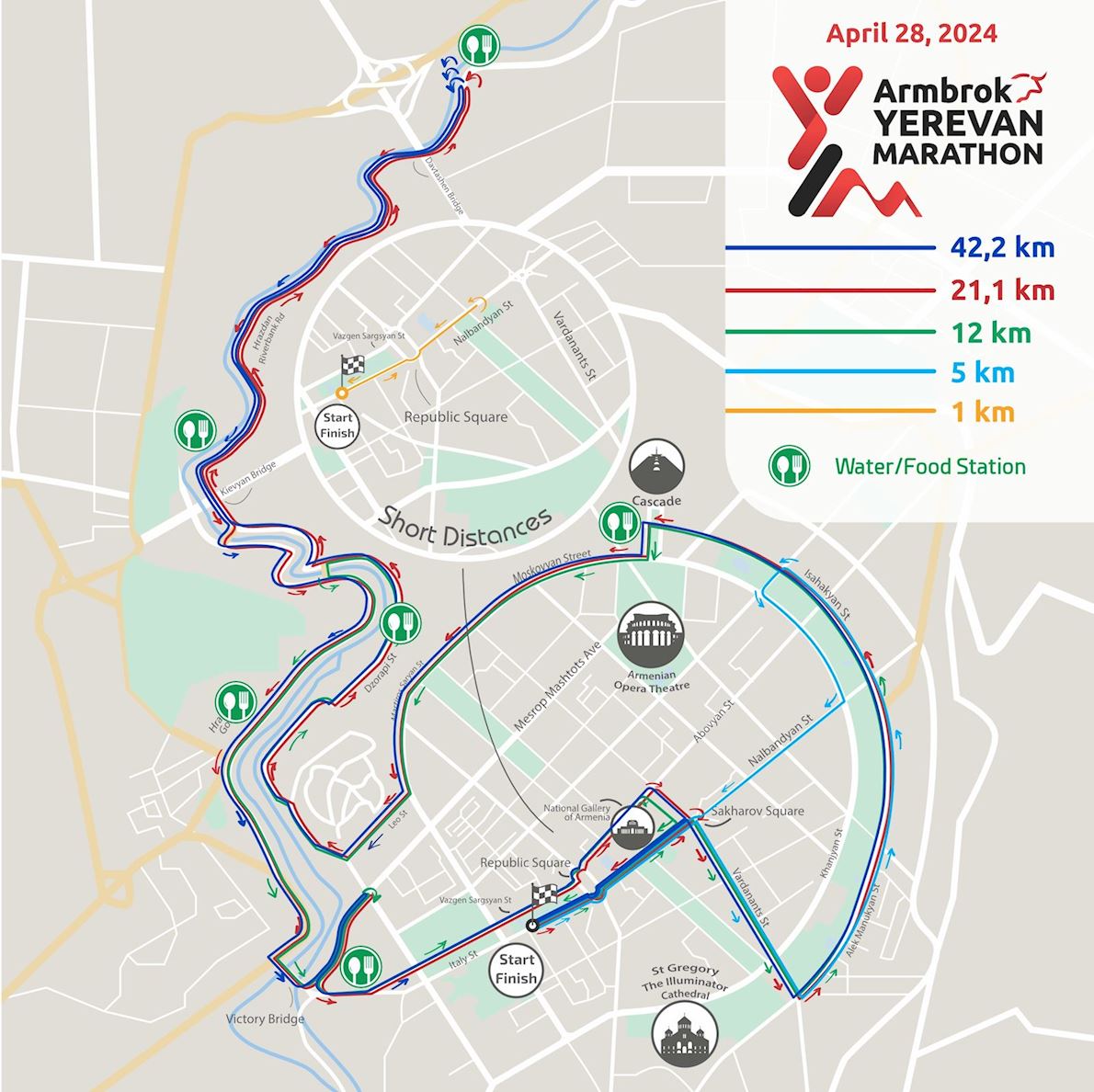 Armbrok Yerevan Marathon Route Map