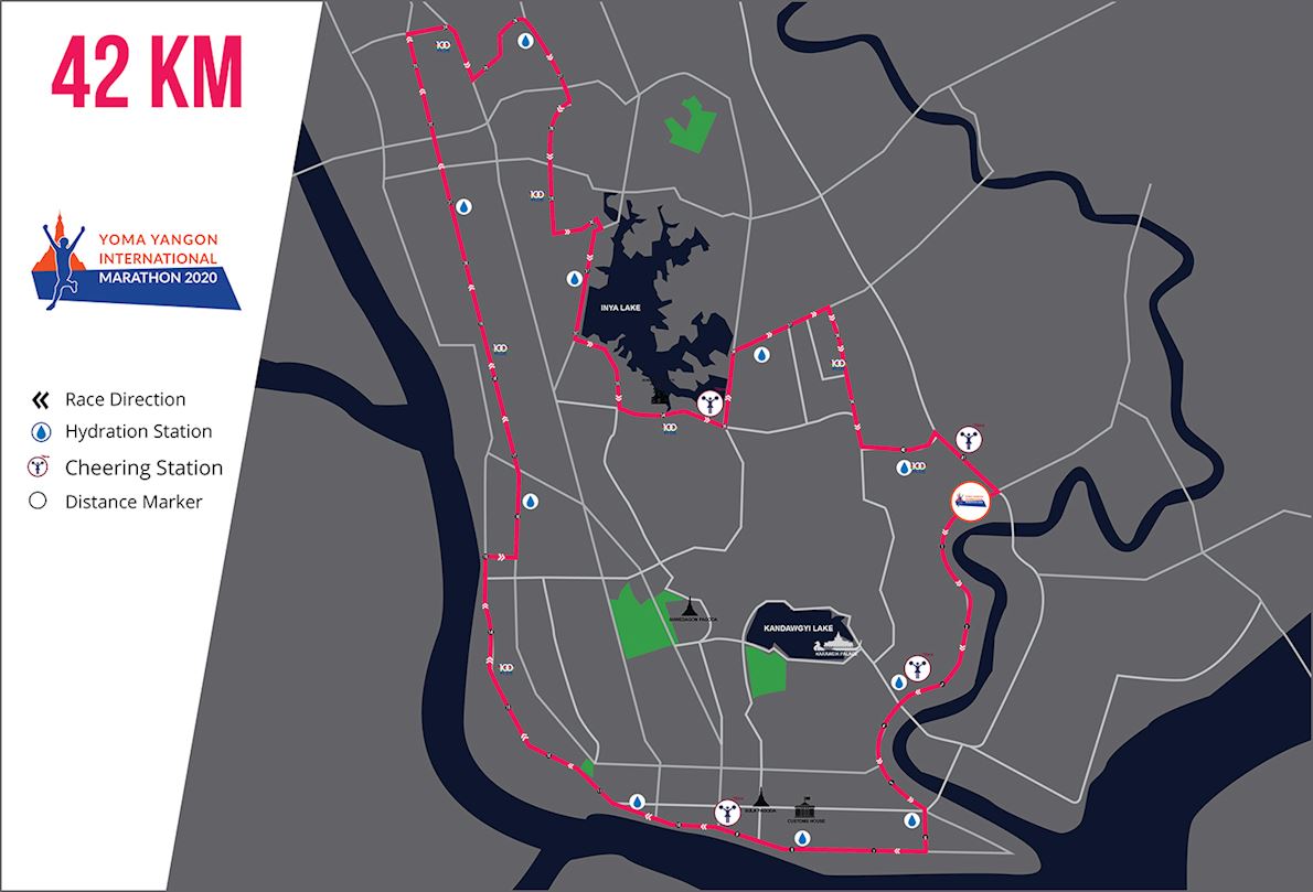 Yoma Yangon International Marathon MAPA DEL RECORRIDO DE