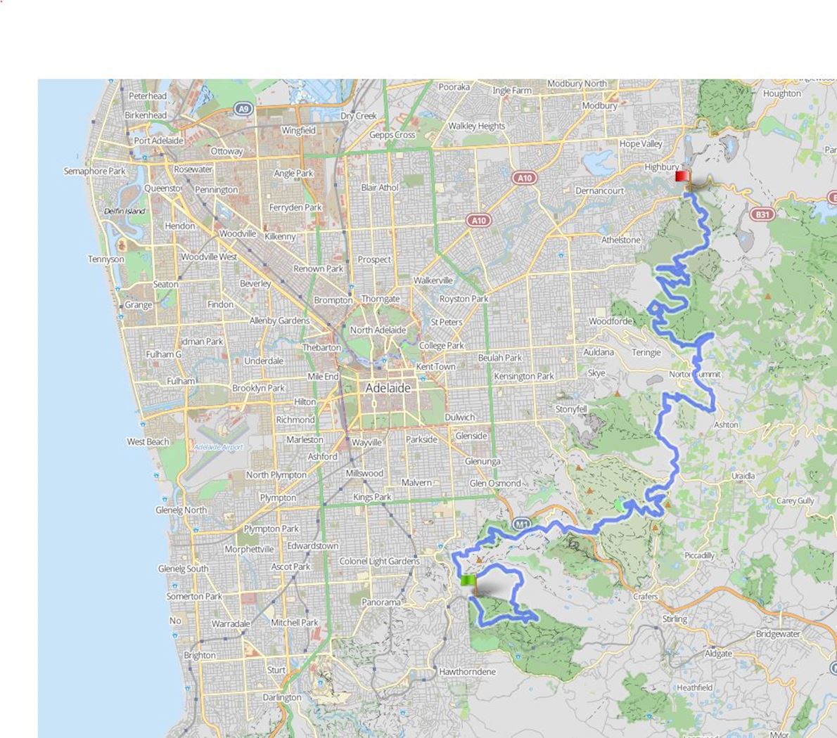 Yurrebilla Trail Route Map