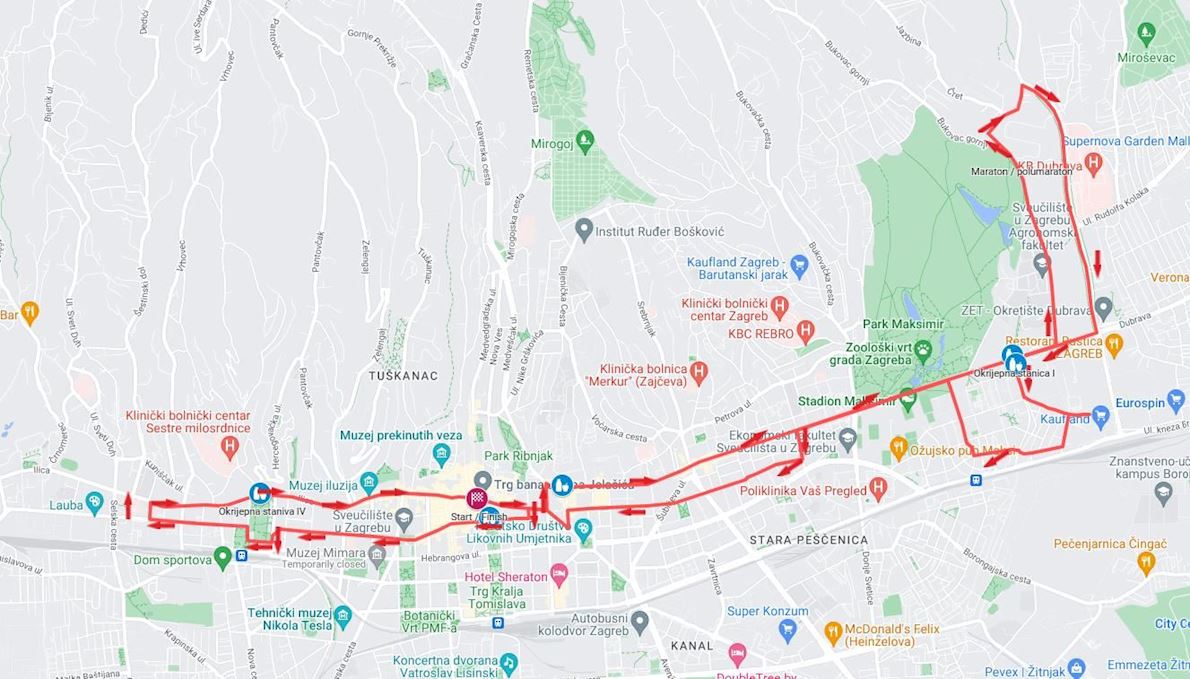 Zagreb Marathon Route Map