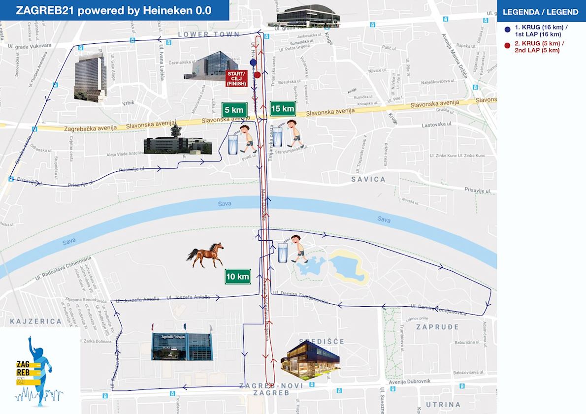 ZAGREB21 – Zagreb Spring Half Marathon powered by Heineken 0.0 Route Map