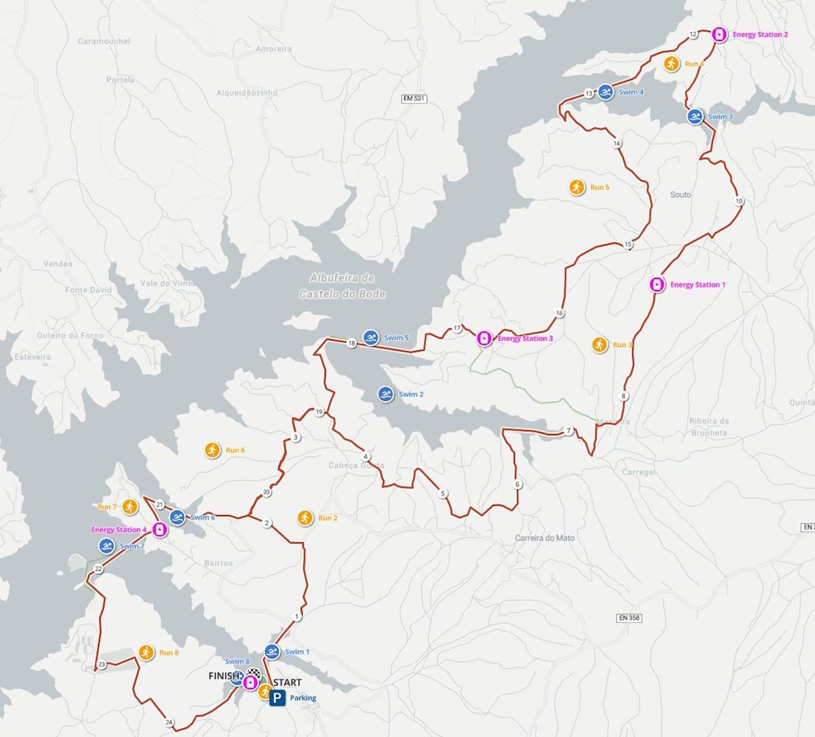 Zêzere Swimrun 路线图