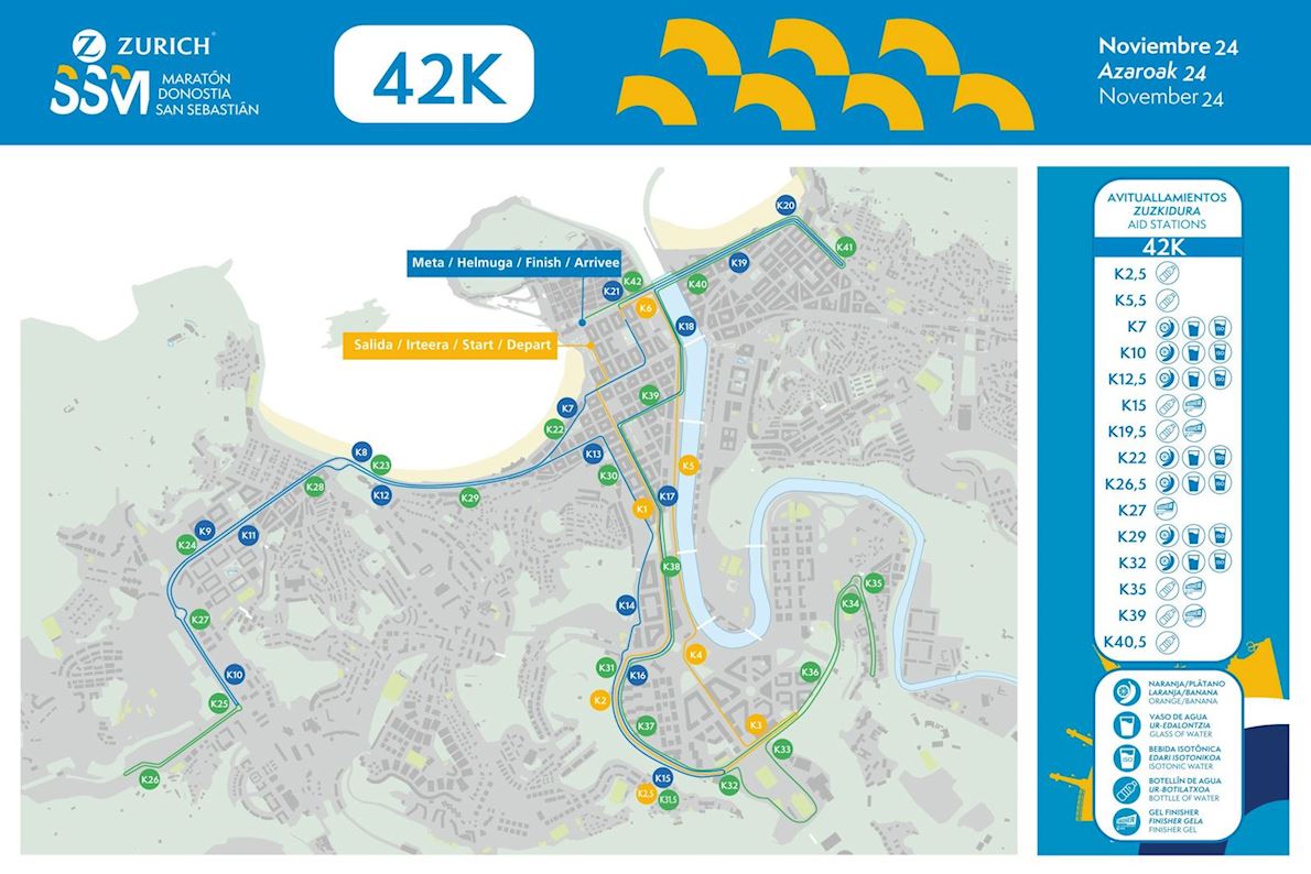 Zurich San Sebastián Marathon  Mappa del percorso